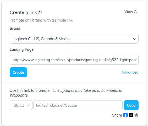 Impact Radius G522 Sponsorship Link in Platform